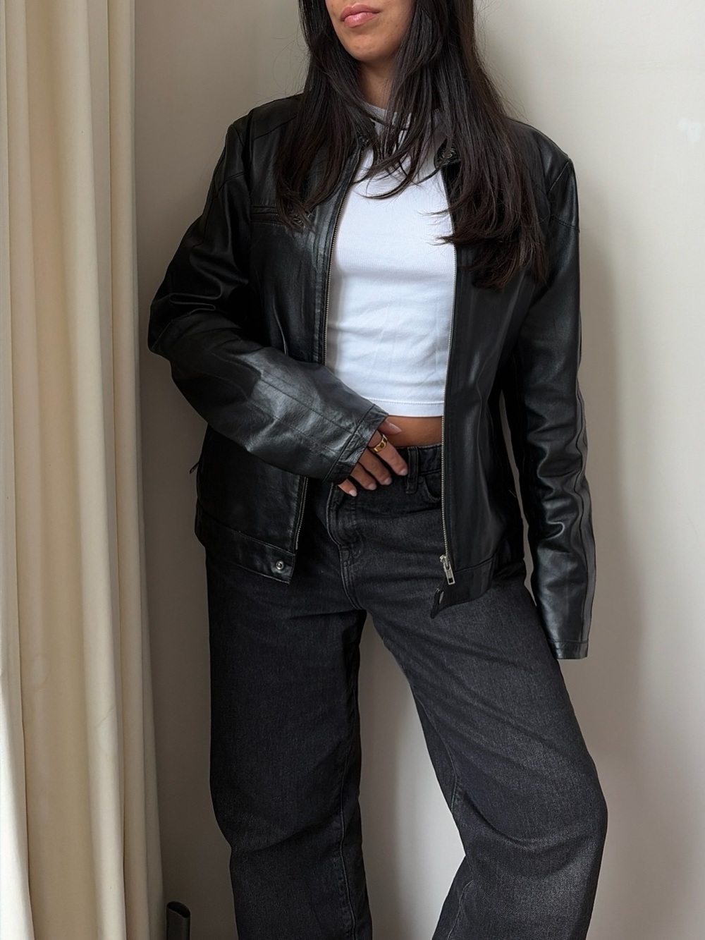 Vintage Sly & Co. Black Moto Leather Jacket